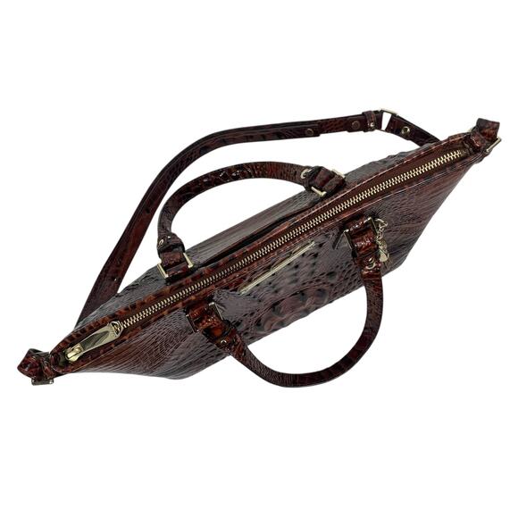 Brahmin Mini Asher Tote Satchel Bag Pecan Melbourne Brown Croc Embossed - Picture 6 of 11
